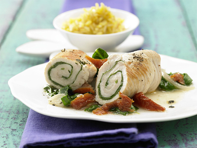 Roulade De Dinde Aux épinards Et Riz Au Safran Recette Riz 