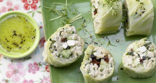 recette de roulés de chou chinois avec du riz et des légumes